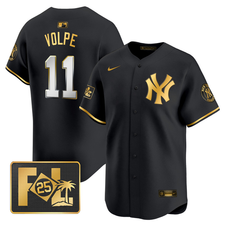 New York Yankees 2025 Spring Training Patch Vapor Premier Limited Jersey - Black Gold Anthony Volpe
