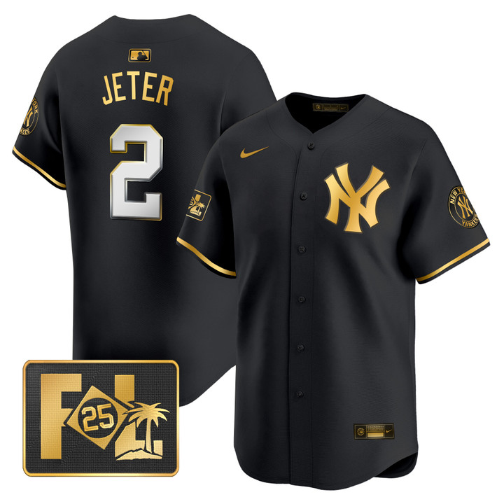 New York Yankees 2025 Spring Training Patch Vapor Premier Limited Jersey - Black Gold Derek Jeter