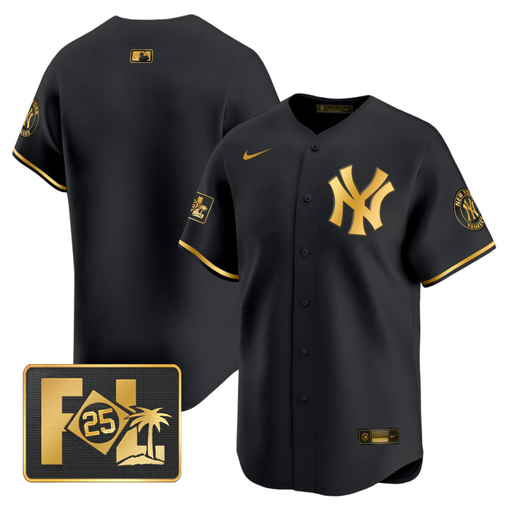 New York Yankees 2025 Spring Training Patch Vapor Premier Limited Jersey - Black Gold Team