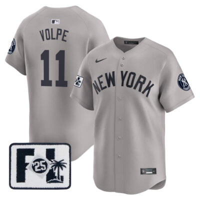 New York Yankees 2025 Spring Training Patch Vapor Premier Limited Jersey - Gray Anthony Volpe