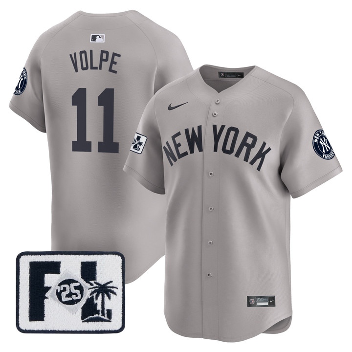 New York Yankees 2025 Spring Training Patch Vapor Premier Limited Jersey - Gray Anthony Volpe
