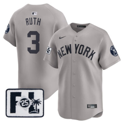 New York Yankees 2025 Spring Training Patch Vapor Premier Limited Jersey - Gray Babe Ruth