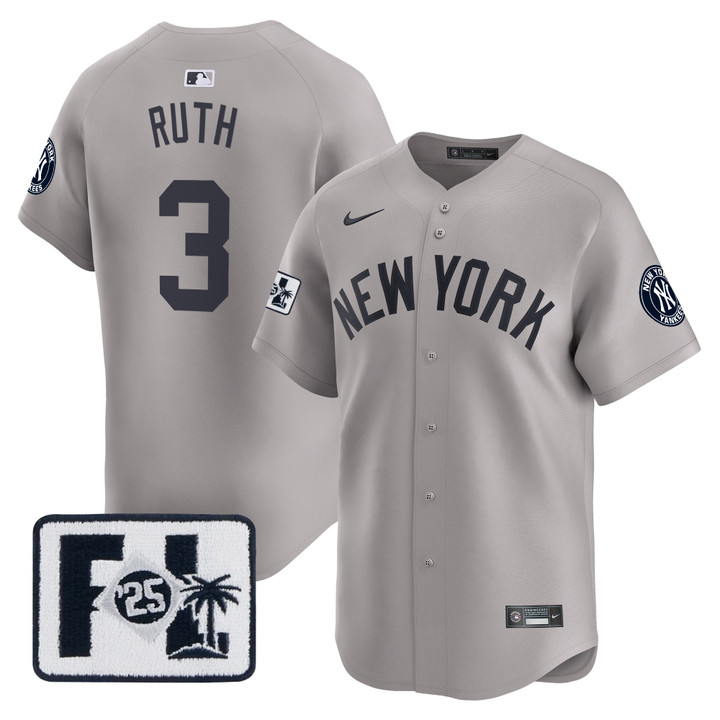New York Yankees 2025 Spring Training Patch Vapor Premier Limited Jersey - Gray Babe Ruth