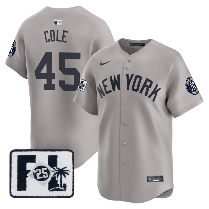 New York Yankees 2025 Spring Training Patch Vapor Premier Limited Jersey - Gray Gerrit Cole