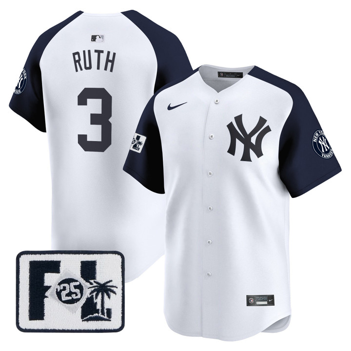 New York Yankees 2025 Spring Training Patch Vapor Premier Limited Jersey - White Alternate Babe Ruth