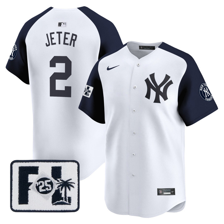 New York Yankees 2025 Spring Training Patch Vapor Premier Limited Jersey - White Alternate Derek Jeter