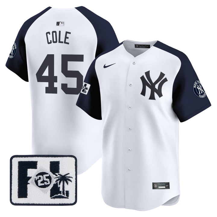 New York Yankees 2025 Spring Training Patch Vapor Premier Limited Jersey - White Alternate Gerrit Cole