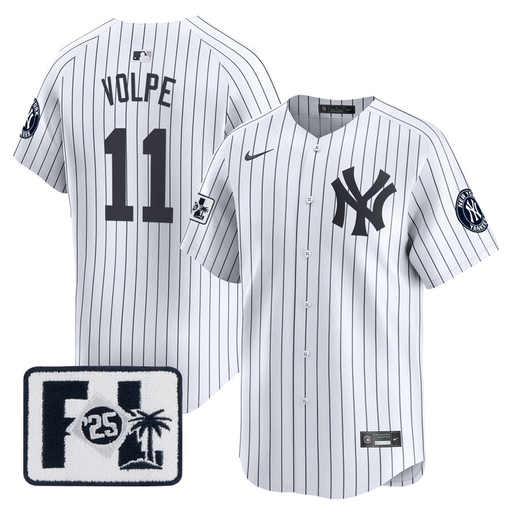 New York Yankees 2025 Spring Training Patch Vapor Premier Limited Jersey - White Anthony Volpe