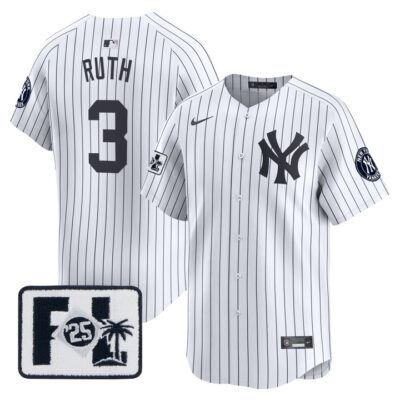 New York Yankees 2025 Spring Training Patch Vapor Premier Limited Jersey - White Babe Ruth