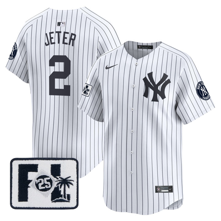 New York Yankees 2025 Spring Training Patch Vapor Premier Limited Jersey - White Derek Jeter