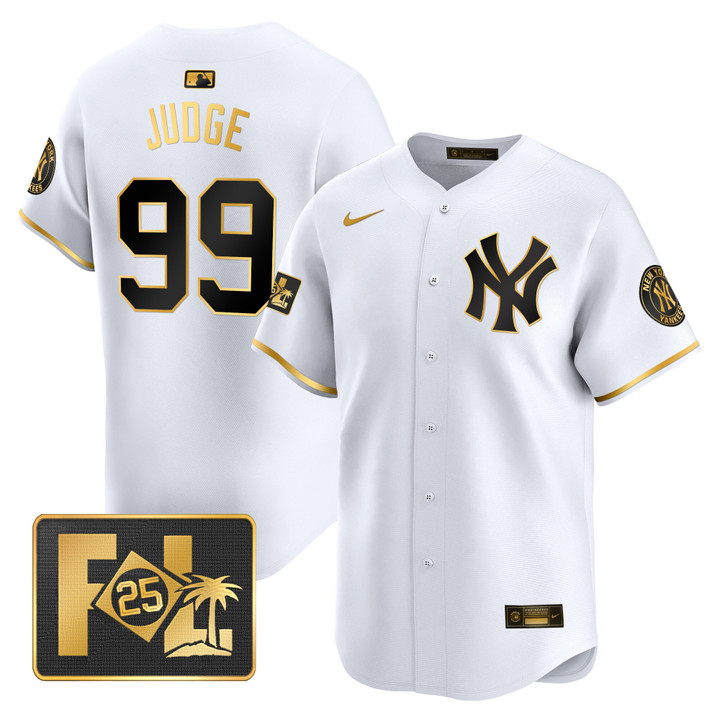 New York Yankees 2025 Spring Training Patch Vapor Premier Limited Jersey - White Gold Aaron Judge
