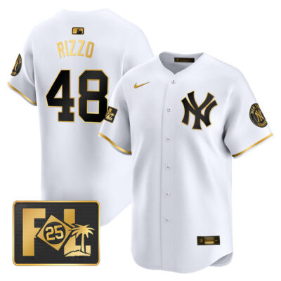 New York Yankees 2025 Spring Training Patch Vapor Premier Limited Jersey - White Gold Anthony Rizzo