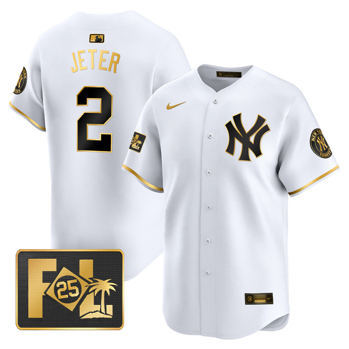 New York Yankees 2025 Spring Training Patch Vapor Premier Limited Jersey - White Gold Derek Jeter