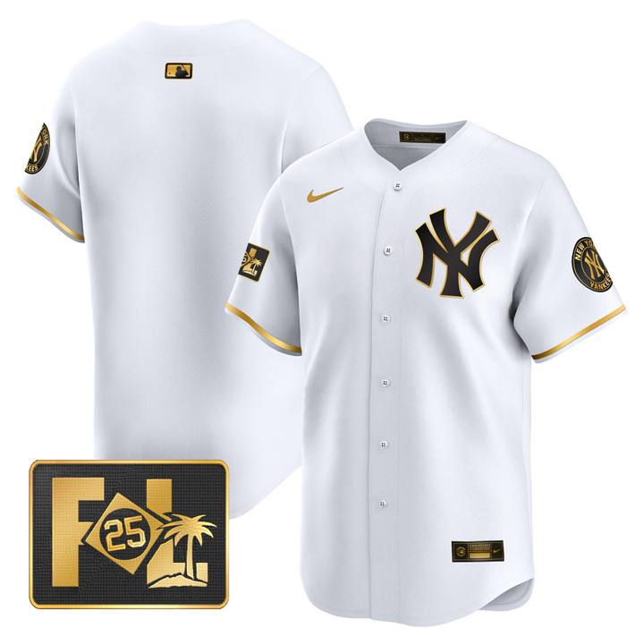New York Yankees 2025 Spring Training Patch Vapor Premier Limited Jersey - White Gold Team