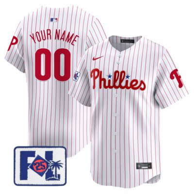 Phillies 2025 Spring Training Patch Vapor Premier Limited Custom Jersey - White