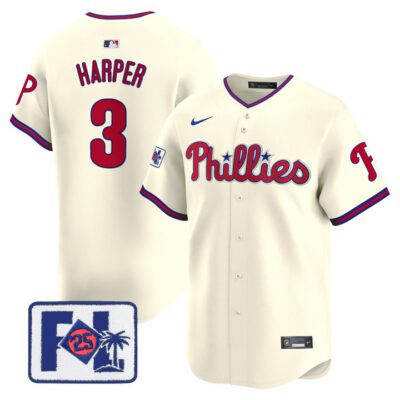 Phillies 2025 Spring Training Patch Vapor Premier Limited Jersey - Cream Bryce Harper