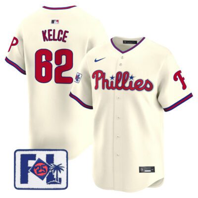 Phillies 2025 Spring Training Patch Vapor Premier Limited Jersey - Cream Jason Kelce
