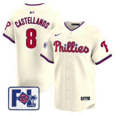 Phillies 2025 Spring Training Patch Vapor Premier Limited Jersey - Cream Nick Castellanos