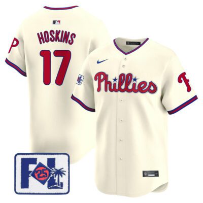 Phillies 2025 Spring Training Patch Vapor Premier Limited Jersey - Cream Rhys Hoskins