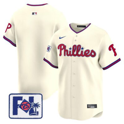 Phillies 2025 Spring Training Patch Vapor Premier Limited Jersey - Cream Team