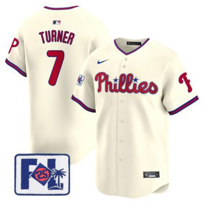 Phillies 2025 Spring Training Patch Vapor Premier Limited Jersey - Cream Trea Turner