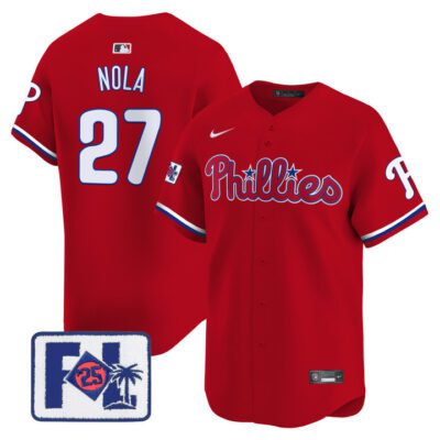 Phillies 2025 Spring Training Patch Vapor Premier Limited Jersey - Red Aaron Nola