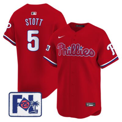 Phillies 2025 Spring Training Patch Vapor Premier Limited Jersey - Red Bryson Stott