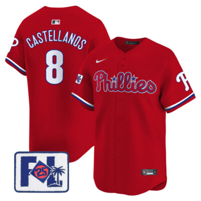 Phillies 2025 Spring Training Patch Vapor Premier Limited Jersey - Red Nick Castellanos