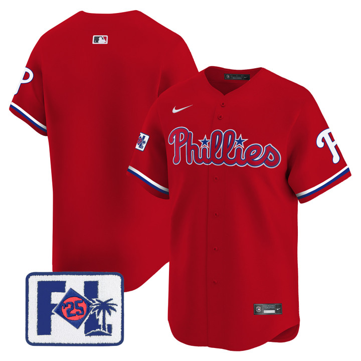 Phillies 2025 Spring Training Patch Vapor Premier Limited Jersey - Red Team