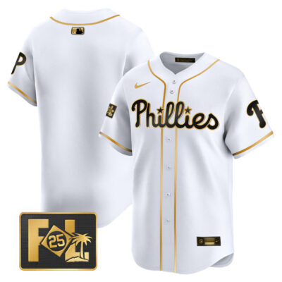 Phillies 2025 Spring Training Patch Vapor Premier Limited Jersey - White Gold Team