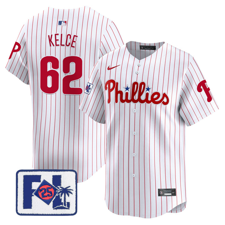 Phillies 2025 Spring Training Patch Vapor Premier Limited Jersey - White Jason Kelce
