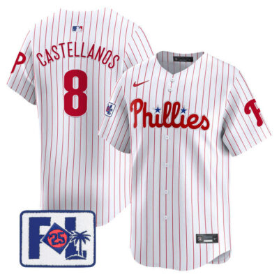 Phillies 2025 Spring Training Patch Vapor Premier Limited Jersey - White Nick Castellanos
