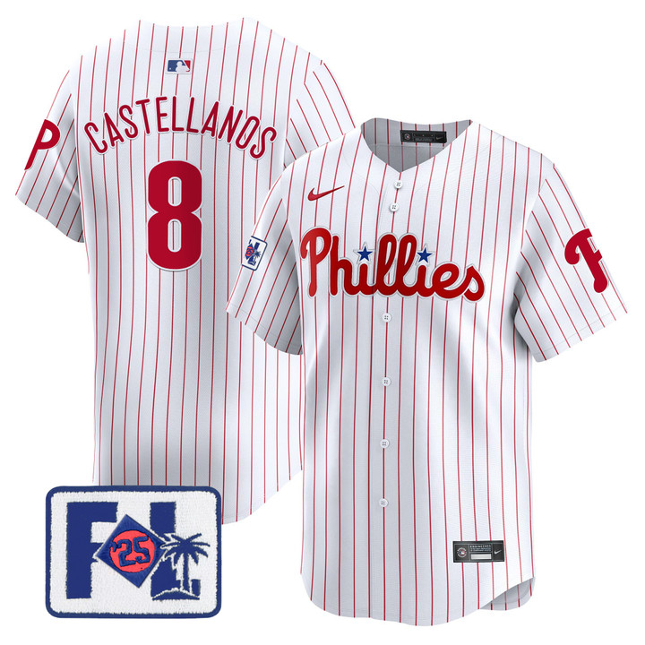 Phillies 2025 Spring Training Patch Vapor Premier Limited Jersey - White Nick Castellanos