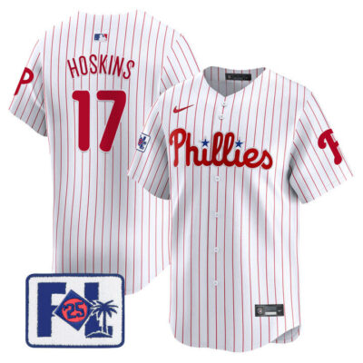 Phillies 2025 Spring Training Patch Vapor Premier Limited Jersey - White Rhys Hoskins