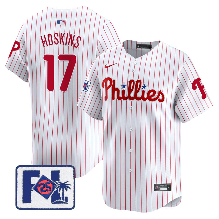 Phillies 2025 Spring Training Patch Vapor Premier Limited Jersey - White Rhys Hoskins