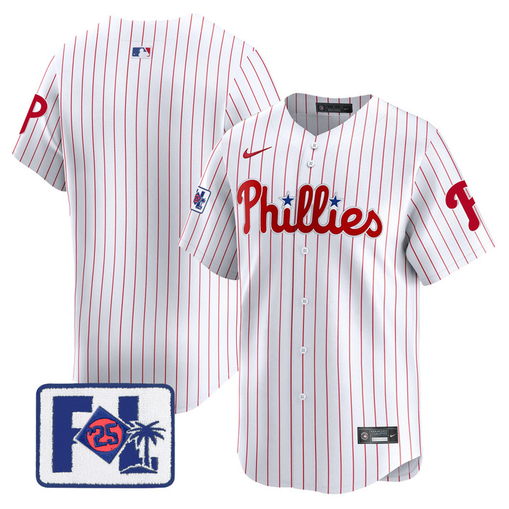Phillies 2025 Spring Training Patch Vapor Premier Limited Jersey - White Team