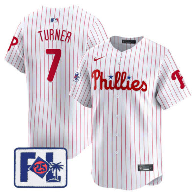 Phillies 2025 Spring Training Patch Vapor Premier Limited Jersey - White Trea Turner