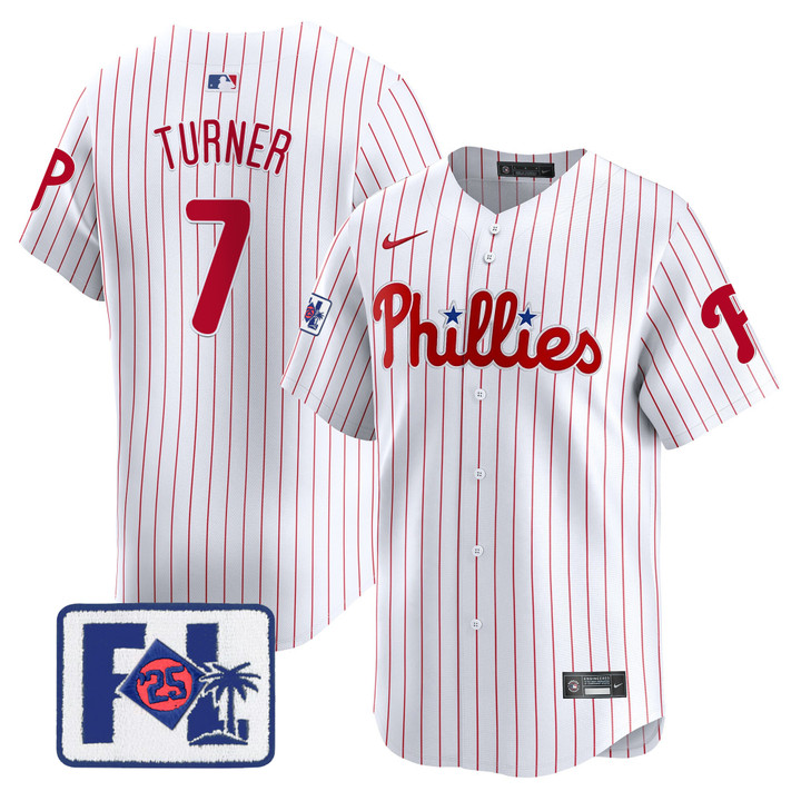 Phillies 2025 Spring Training Patch Vapor Premier Limited Jersey - White Trea Turner