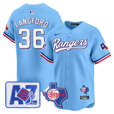 Texas Rangers 2025 Spring Training Patch Vapor Premier Limited Jersey - Blue Wyatt Langford