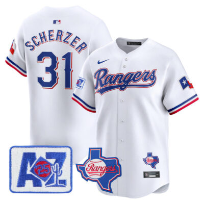 Texas Rangers 2025 Spring Training Patch Vapor Premier Limited Jersey - White Max Scherzer