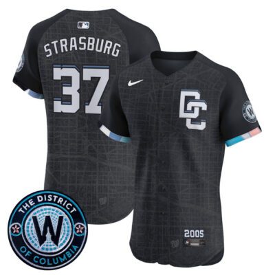 Washington Nationals 2025 City Connect Vapor Premier Elite Jersey - Stitched Navy Stephen Strasburg