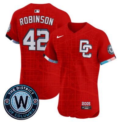 Washington Nationals 2025 City Connect Vapor Premier Elite Jersey - Stitched Red Jackie Robinson