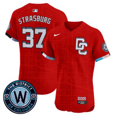 Washington Nationals 2025 City Connect Vapor Premier Elite Jersey - Stitched Red Stephen Strasburg