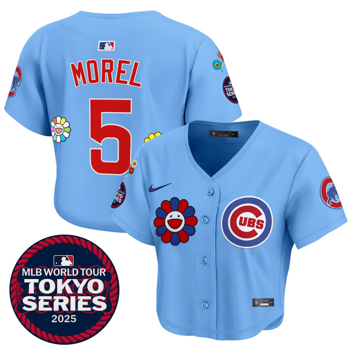 Women's Chicago Cubs Tokyo Series 2025 Crop Top Baseball Jersey - Stitched Blue Christopher Morel