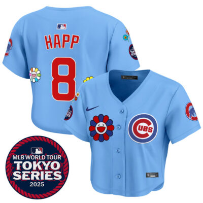 Women's Chicago Cubs Tokyo Series 2025 Crop Top Baseball Jersey - Stitched Blue Ian Happ