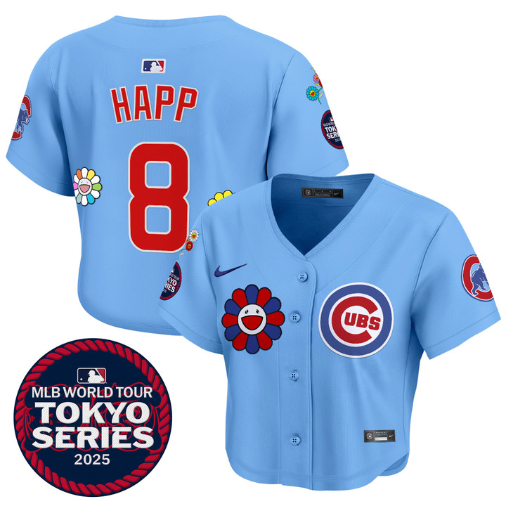 Women's Chicago Cubs Tokyo Series 2025 Crop Top Baseball Jersey - Stitched Blue Ian Happ
