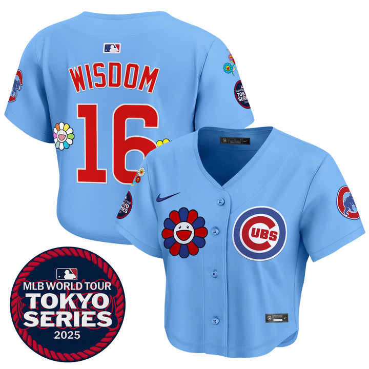 Women's Chicago Cubs Tokyo Series 2025 Crop Top Baseball Jersey - Stitched Blue Patrick Wisdom