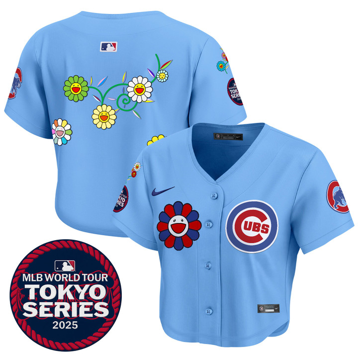 Women's Chicago Cubs Tokyo Series 2025 Crop Top Baseball Jersey - Stitched Blue Team