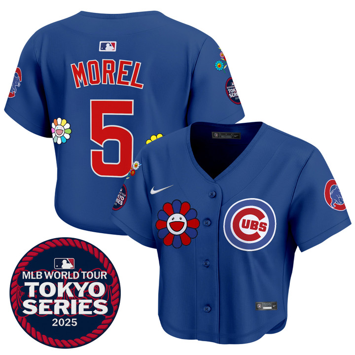 Women's Chicago Cubs Tokyo Series 2025 Crop Top Baseball Jersey - Stitched Royal Christopher Morel