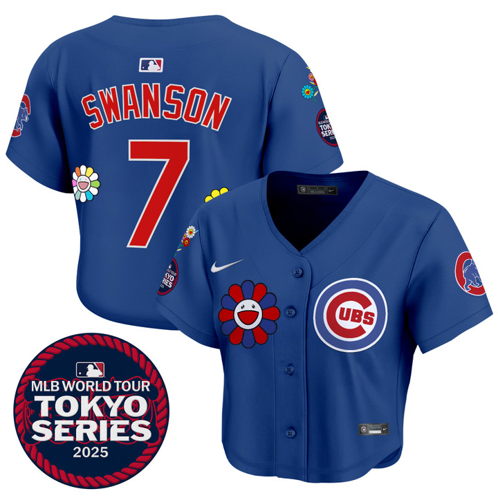 Women's Chicago Cubs Tokyo Series 2025 Crop Top Baseball Jersey - Stitched Royal Dansby Swanson